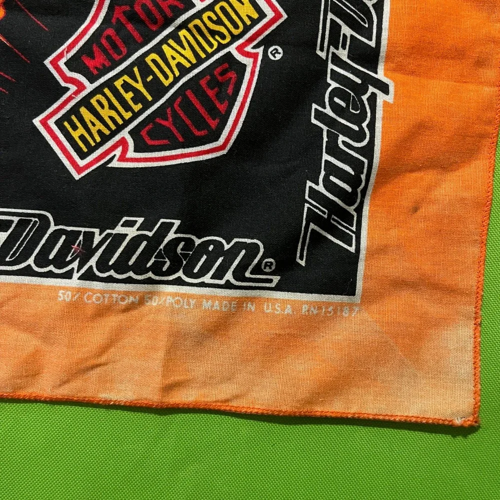 Harley Davidson Bandana Righteous Rider Eagle Orange Black Vintage 90s USA